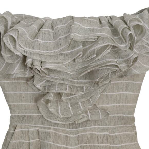 Acler Ruffled Off Shoulder Jumpsuit Size 2 Mint Green Pockets Cropped Wide Leg - Picture 4 of 14